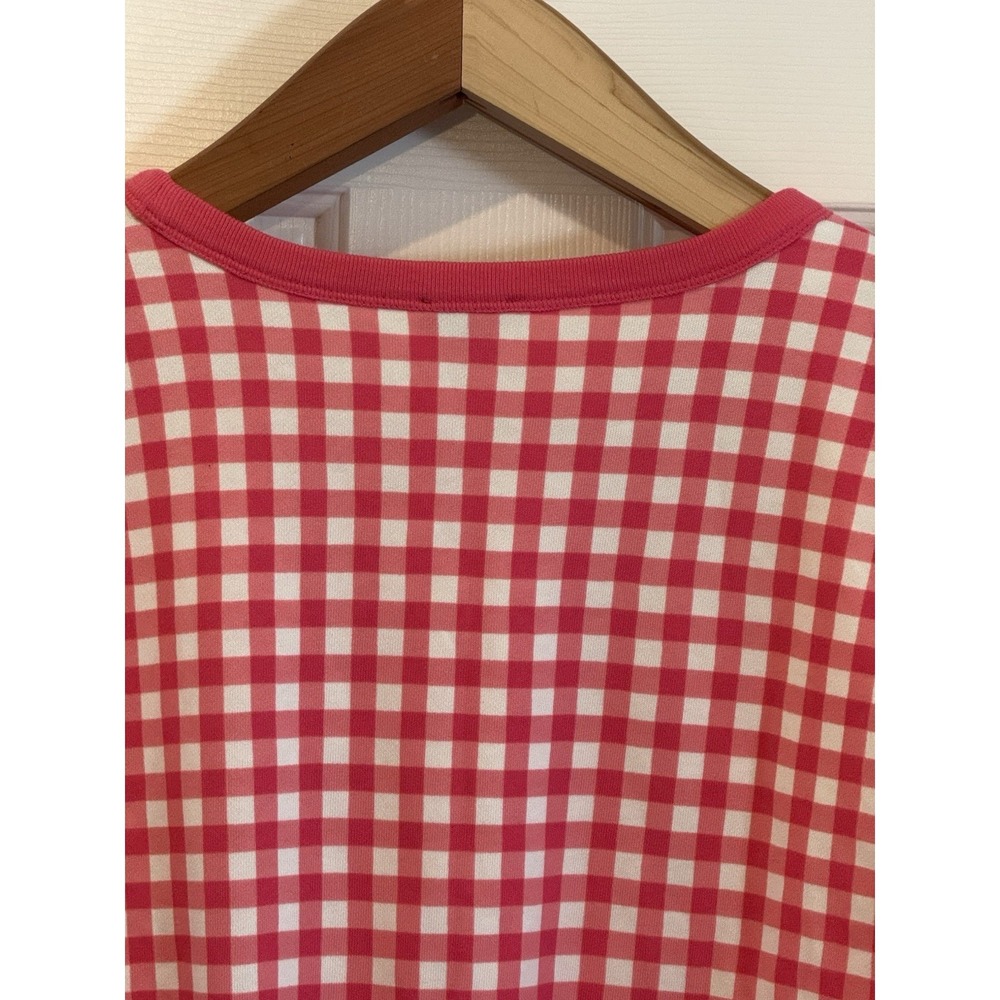 Talbots Womens Sweater XL Petite Pink White Gingham Knit Crew Neck Long Sleeve - Picture 4 of 8